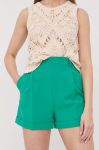 Шорти Nissa жіночі колір зелений однотонні висока посадка Шорти Nissa жіночі колір зелений однотонні висока посадка
