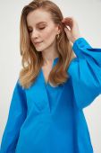 Блузка Mos Mosh жіноча однотонна колір блакитний