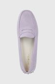 Замшеві мокасини Wojas жіночі колір фіолетовий на плоскому ходу 4620966