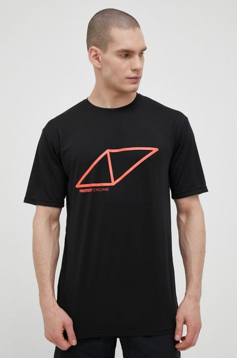 Велосипедна футболка Protest Prtpottier колір чорний з принтом Велосипедна футболка Protest Prtpottier колір чорний з принтом