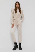 Штани Nissa жіночі колір кремовий гладкі Штани Nissa жіночі колір кремовий гладкі