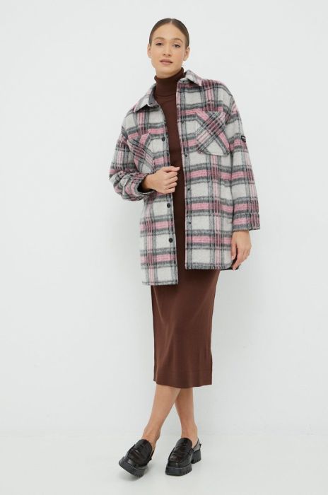 Куртка з домішкою вовни Frieda & Freddies колір рожевий перехідна oversize Куртка з домішкою вовни Frieda & Freddies колір рожевий перехідна oversize