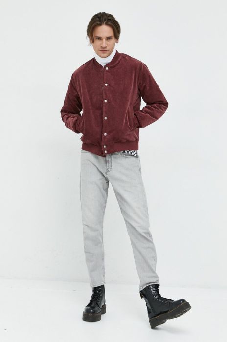 Куртка-бомбер Brixton чоловічий колір бордовий перехідна oversize Куртка-бомбер Brixton чоловічий колір бордовий перехідна oversize