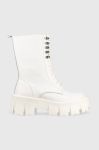 Шкіряні черевики GOE жіночі колір білий каблук блок