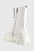 Шкіряні черевики GOE жіночі колір білий каблук блок