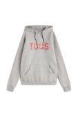 Бавовняна кофта Tous жіноча колір сірий з капюшоном з принтом Бавовняна кофта Tous жіноча колір сірий з капюшоном з принтом