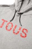 Бавовняна кофта Tous жіноча колір сірий з капюшоном з принтом Бавовняна кофта Tous жіноча колір сірий з капюшоном з принтом