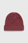 Шапка Volcom колір бордовий з товстого трикотажу Шапка Volcom колір бордовий з товстого трикотажу