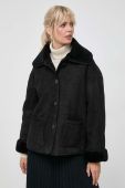 Замшева куртка Liviana Conti жіноча колір чорний перехідна oversize Замшева куртка Liviana Conti жіноча колір чорний перехідна oversize