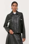 Шкіряна куртка Liviana Conti жіноча колір чорний перехідна Шкіряна куртка Liviana Conti жіноча колір чорний перехідна