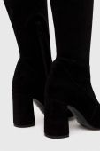 Замшеві чоботи Wojas жіночі колір чорний каблук блок 7104181