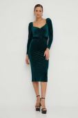 Сукня Nissa колір зелений midi облягаюча