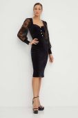 Сукня Nissa колір чорний midi облягаюча (3649230)