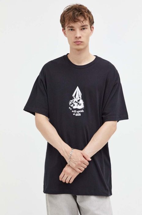 Бавовняна футболка Volcom чоловічий колір чорний з принтом Бавовняна футболка Volcom чоловічий колір чорний з принтом